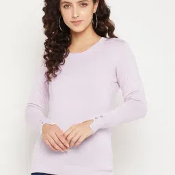 MADAME Lilac Regular Fit Sweater-18