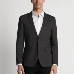 Peter England Grey Slim Fit Self Pattern Blazer-picture-28