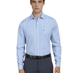 Allen Solly Blue Cotton Slim Fit Striped Shirt-image-102