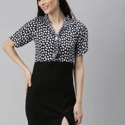 SHOWOFF Navy Printed Bodycon Dress-image-36