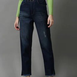 SHOWOFF Navy Cotton Solid Mid Rise Jeans-image-51