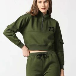 Pepe Jeans Green Graphic Print Crop Sweatshirt-image-33
