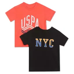 U.S. Polo Assn. Kids Pink & Black Cotton Printed T-Shirt (Pack of 2)-picture-9