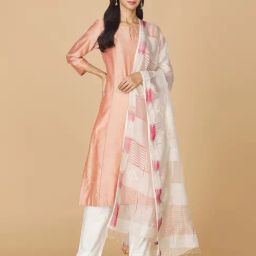 Fabindia Off-White Embroidered Dupatta-image-100