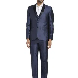Parx Blue Regular Fit Three Piece Suit-image-3