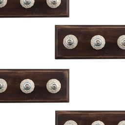 Indianshelf Set Of 4 Grey & Brown Textured Wooden Hooks-22