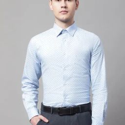 Cantabil Sky Blue Regular Fit Printed Shirt-image-98