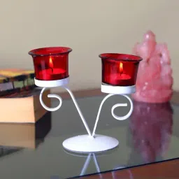 HOSLEY White Iron Tealight Candle Holder-33