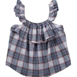 Gini & Jony Kids Grey & White Cotton Chequered Top-image-42