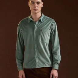 The Bear House Green Relaxed Fit Textured Shirt-image-34