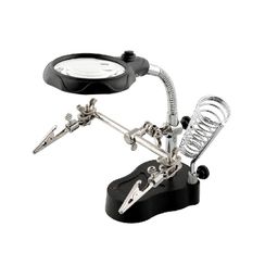 TE-801 Multi-function LED Magnifier PCB Soldering iron Stand Holder Table Magnifying glass 35X 12X w/ 2-LED Light image 1