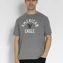 American Eagle Men Grey Logo Graphic T-Shirt-image-1
