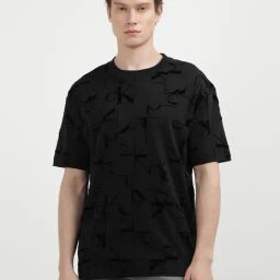 Calvin Klein Black Cotton Regular Fit Printed T-Shirt-image-19