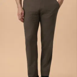 Peter England Brown Slim fit Solid Trousers-picture-27