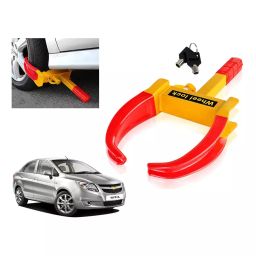 Auto Pearl Claw Type Adjustable Anti Theft Yellow, Red Wheel Clamp Lock for Chevrolet Sail UVA 2012-16