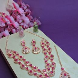 VATSALYA creation Gold-Plated Stone-Studded Jewellery Set-image-15