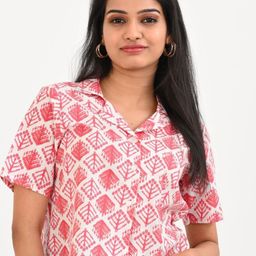 30 Looks Geometric Print Shirt Collar Cotton Shirt Style Top-image-66