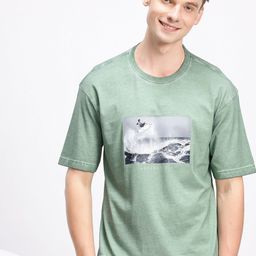 Aeropostale Photographic Printed Drop-Shoulder Sleeves Pure Cotton Relaxed Fit T-shirt-image-74