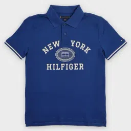Tommy Hilfiger Kids Blue Cotton Regular Fit Printed Polo T-Shirt-picture-38