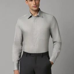 Louis Philippe Grey Cotton Regular Fit Printed Shirt-picture-9