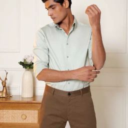 SUBTRACT Sage Green Slim Fit Shirt-image-37