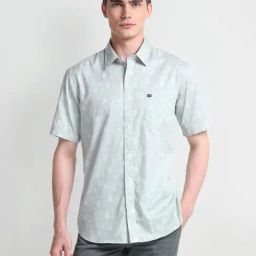 Arrow Sport Grey Cotton Slim Fit Floral Print Shirt-image-50