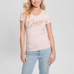 Guess Pink Embellished Short sleeve T-Shirt-10