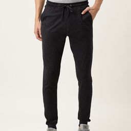 Urban Dog Men Charcoal Grey Solid Slim Fit Knitted Cotton Track Pant-image-84