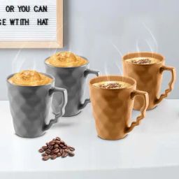 Urban Chef Grey & Brown Ceramic Microwave Safe Coffee Mug (0.225 L) - Set of 4-15