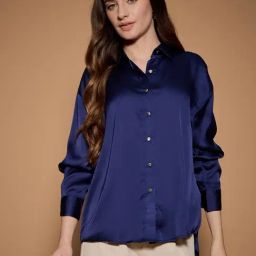 KASSUALLY Navy Solid Casual Shirt-image-62
