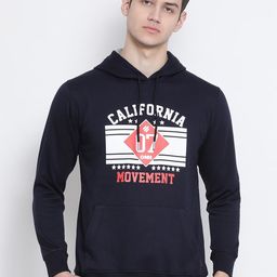ONN Men Navy Blue Printed Hooded Sweatshirt-image-37