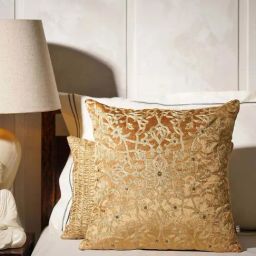 Pure Home and Living Gold Velvet Embroidered Motif Cushion Cover-picture-45