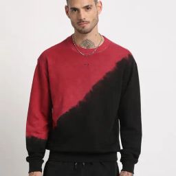 The Bear House Red & Black Cotton Regular Fit Colour Block Sweatshirt-image-22