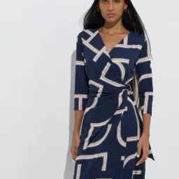 Wardrobe by Westside Navy Abstract Printed Wrap-Style Dress-picture-11
