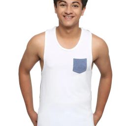 Frenchie Kids White & Dark Blue Solid Vest-picture-6