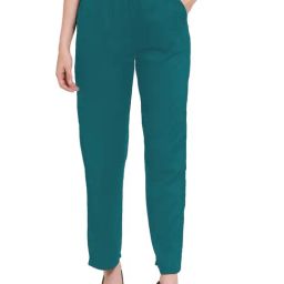 PATRORNA Teal Mid Rise Relaxed Fit Modern Trousers-image-4