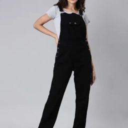 SHOWOFF Black Denim Maxi Dungaree-image-28