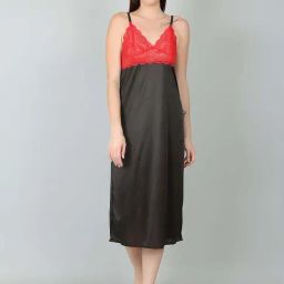 N-Gal Black Lace Work Nighty With Robe-image-7