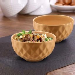 Urban Chef Brown Ceramic Handcrafted Microwave Safe Bowl (0.5 L) - Set of 2-45