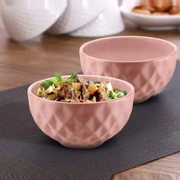 Urban Chef Pink Ceramic Handcrafted Microwave Safe Bowl (0.5 L) - Set of 2-picture-19
