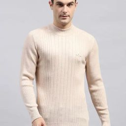 Monte Carlo Beige Regular Fit Texture Pullover-image-87