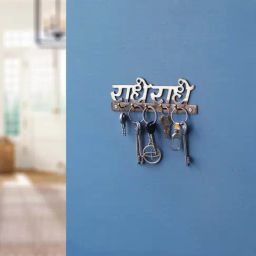 eCraftIndia Golden Brass Decorative Wooden Key Holder with 5 Hooks-image-91