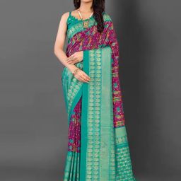 Saree Mall Purple Printed Sarees With Unstitched Blouse-image-18