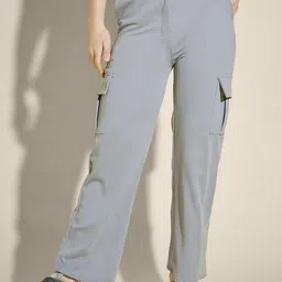 QIOA Women Relaxed High-Rise Cargos Trousers-image-72
