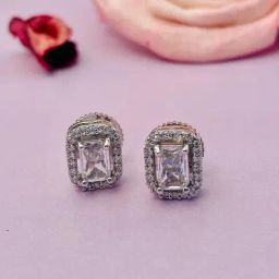 Abdesigns Bewitching High Quality Silver Plated CZ Stud Earrings-11