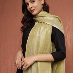 Fabindia Lime Cotton Blend Woven Stole-image-91