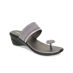 Shezone Women Grey Embellished Wedges-38