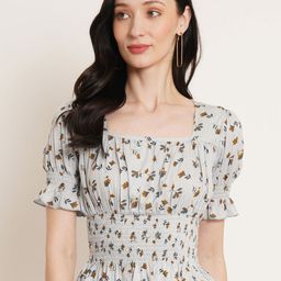 Moda Rapido Women Floral Printed Square Neck Crepe Crop Top-picture-15