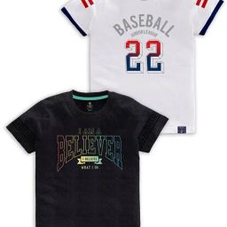 Codez Kids Black & White Printed T-Shirt (Pack Of 2)-image-56