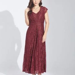Latin Quarters Maroon Nylon Woven Design Dress-image-92